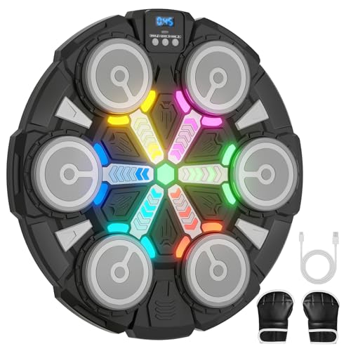 Music Boxing Machine, Wall Mounted Punching Bag with Bluetooth, Boxing Training Workout Equipment with Gloves, Ideal Gift for Kids and Adults, Home, Office and Gym - color: Colorful
