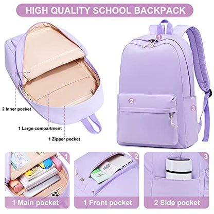 Bluboon School Backpack for Teen Girls Women Laptop Backpack College Bookbags Middle School Travel Work Commuter Back Pack（Lavender） - color: Light Purple