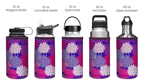 XL Neoprene 32-40 oz Water Bottle Insulator Cooler Coolie - XL Tropics - color: Tropics, size: XL 32-40oz