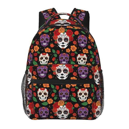 Work Laptop Backpack Day Of Dead Halloween Sugar Skulls Roses, Water Resistant Commuter Bag with Inner Pocket for Office, Business Travel and Daily Commute - color: Pattern (7)