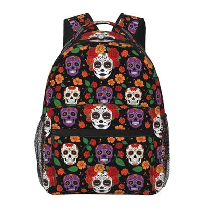 Work Laptop Backpack Day Of Dead Halloween Sugar Skulls Roses, Water Resistant Commuter Bag with Inner Pocket for Office, Business Travel and Daily Commute - color: Pattern (7)