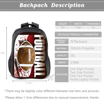 Kids Backpack School Bookbag 16inch Schoolbag With Lunch Box Bag And Pencil Case Set For Boys Girls - color: Football