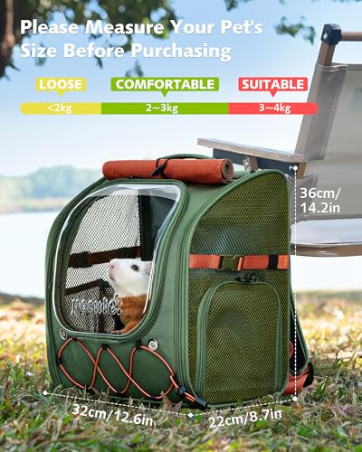 Pecute Small Pet Carrier, Breathable Bearded Dragon Carrier, with Transparent Bubble & Steel Frame, Safety Lock for Hamster, Rabbit, Guinea Pig, Kitten, Puppy, Ideal for Travel/Vet Visits/Camp, Green - color: Green