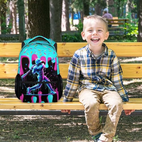 Boys Baseball Backpack for Teens School Bookbag - Kids Schoolbag with Drip Print for Sport Lovers Team School Supplies (17 Inch) - color: Purple