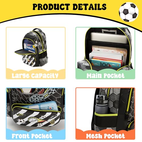 Meetbelify Kids School Backpacks for Girls Boys Backpack with Lunch Bag for Elmentary Students - color: 02 Football