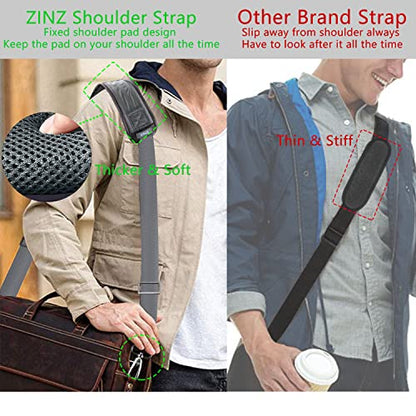 ZINZ 79 inch Shoulder Strap, Extra-thick Fixed Cushion Pad and Dual Clasps Universal Replacement Strap with Metal Swivel Hooks for Laptop Bags, Luggage Bags, Camera, Crossbody (200cm,Dark Gray) - color: Dark Grey