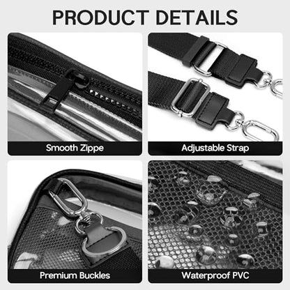 FODOKO Wristlet wallets for women Nylon Quilted Wallet with 4 Zippers,Travel Credit Card,Holder Cell Phone Organizer - color: Clear-black