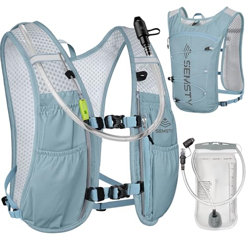 Running Hydration Vest 5L,Running Vest Pack with 1.5L Water Bladder,Lightweight Water Backpack for Hiking Running Cycling - color: Blue
