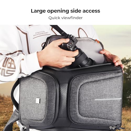K&F CONCEPT DSLR/SLR Photography Waterproof Camera Bag with 15.6 inch Laptop Compartment Tripod Holder Raincover Camera Backpack - color: 03-black