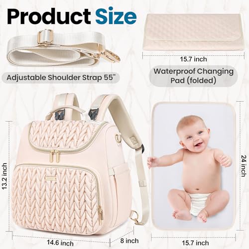 Tealari 4 in 1 Convertible Diaper Bag Backpack,Waterproof Baby Diaper Bag with Changing Pad,Converts into Baby Tote Bag,Diaper Backpack,Stroller Bag and Crossbody Diaper Bag - color: Beige