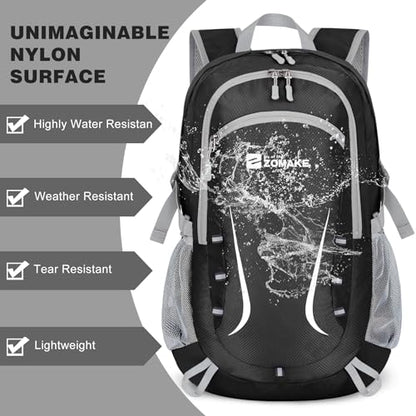 ZOMAKE Lightweight Packable Backpack 35L, Foldable Backpacks Water Resistant Collapsible Light Daypack for Hiking(Black) - color: Black B