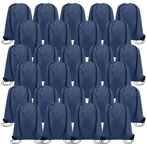 Silkfly 100 Pieces Drawstring Backpack Bags Bulk Portable Blank Cinch Storage Bags for Sports, School, DIY Gifts, Homeless, Social Assistance(Navy Blue) - color: Navy Blue