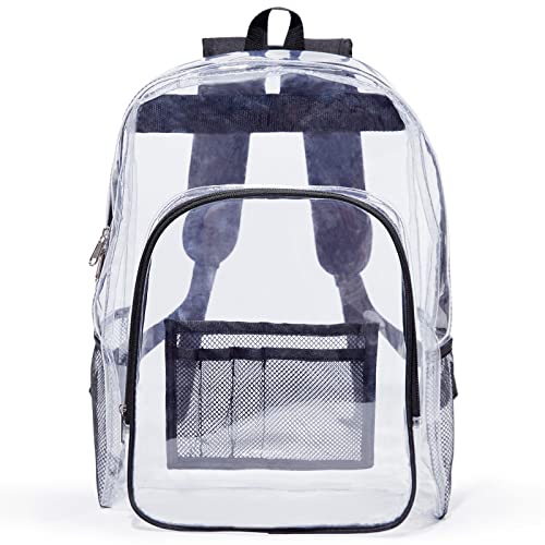 Clear Backpack, Heavy Duty PVC Bookbag for School, Workplace, Black - color: Black