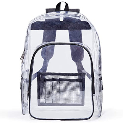Clear Backpack, Heavy Duty PVC Bookbag for School, Workplace, Black - color: Black