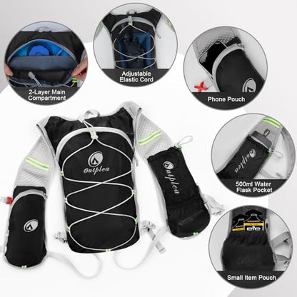 Lightweight Hydration Backpack with 2L Water Bladder for Men Women, Small Water Backpacks Running Vest for Hiking - color: Black