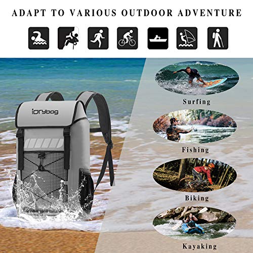 IDRYBAG Waterproof Backpack for Men 25L/45L, Dry Bags Kayak, Dry Backpack Camping Hiking - color: Gray, size: 45L