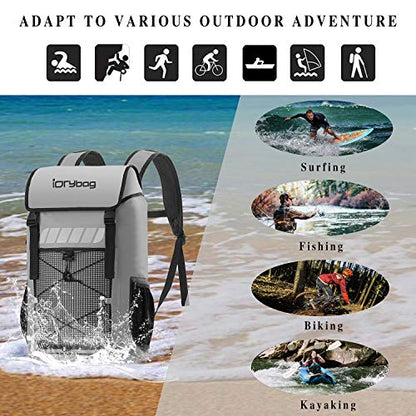 IDRYBAG Waterproof Backpack for Men 25L/45L, Dry Bags Kayak, Dry Backpack Camping Hiking - color: Gray, size: 45L