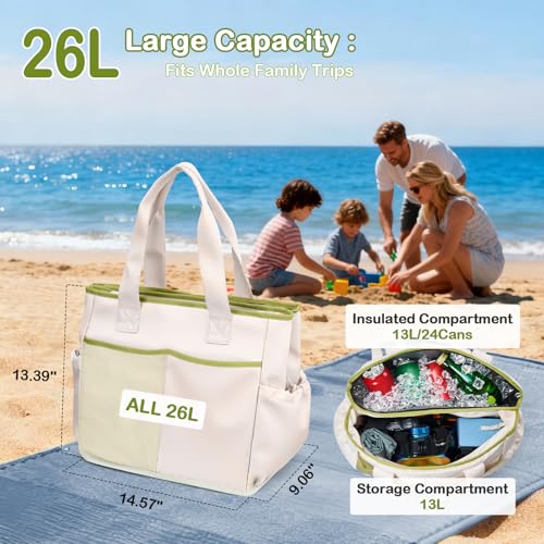 Odoland Soft Cooler Bag – Leakproof Insulated, Collapsible for Beach, Camping - color: White
