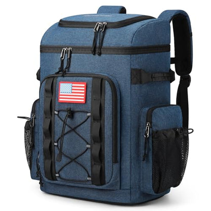 Maelstrom 35/50 Can Insulated Backpack Cooler, Leakproof Soft Lunch Ice Bag - color: Blue, size: 35 Can