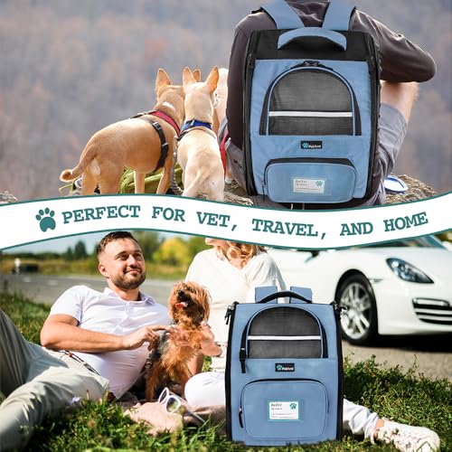PetAmi Dog Backpack Carrier for Small Medium Dogs Large Cats up to 18 lbs, 2 Side Entry, Structured No-Collapse Frame, Airline Approved Ventilated Pet Backpack for Hiking Camping Travel, Light Blue - color: Light Blue