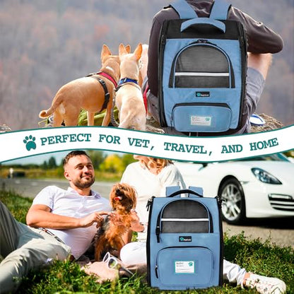 PetAmi Dog Backpack Carrier for Small Medium Dogs Large Cats up to 18 lbs, 2 Side Entry, Structured No-Collapse Frame, Airline Approved Ventilated Pet Backpack for Hiking Camping Travel, Light Blue - color: Light Blue