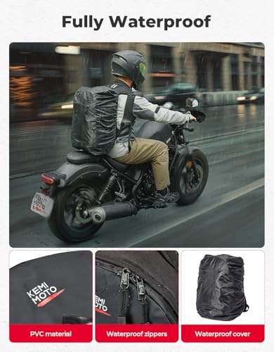 KEMIMOTO Motorcycle Helmet Backpack, 35L Storage Bag with Expandable Hidden Net for Full Face Helmet, Riding & Daily Commute Gift for Men - size: 35L