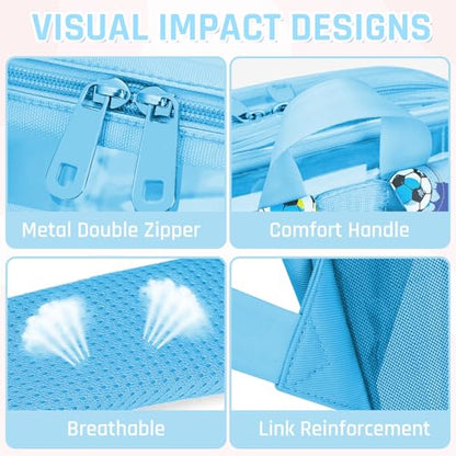 Clear Backpack for Boys and Girls,Kids Clear Backpacks for School,Heavy Duty Transparent Bookbag Stadium Approved - color: Blue-soccer-backpack Only