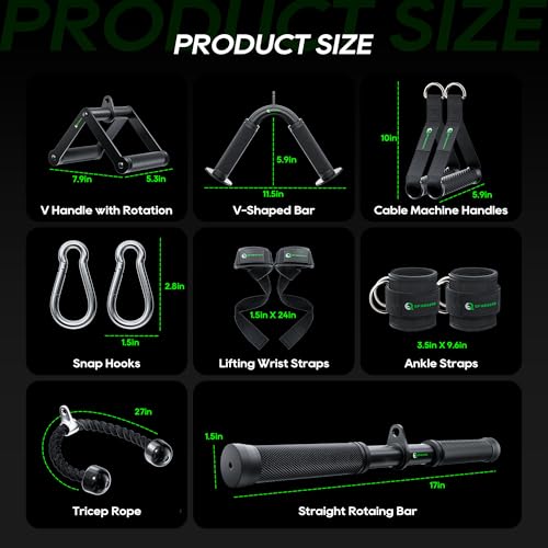 QPARVERS Cable Machine Attachment LAT Pulldown Attachments Cable Machine Accessories for Home Gym