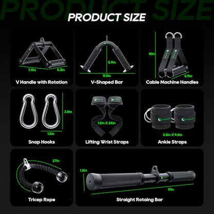 QPARVERS Cable Machine Attachment LAT Pulldown Attachments Cable Machine Accessories for Home Gym