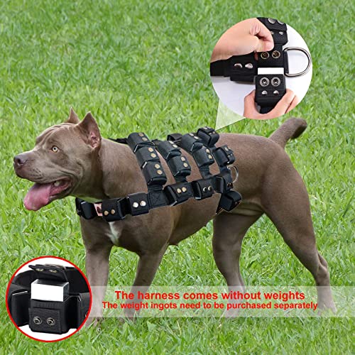 Dog Harness for Small Medium Large Dogs No Pull, Dog Weighted Vest, Tactical Dog Harness for Pit Bulls with Pockets (Adjustable Weight) - Weight Loss, Exercise, Walking, Muscle - size: Size L/Dog's Waist 29.5"-36.5"