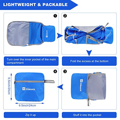 ZOMAKE Lightweight Packable Backpack 35L, Foldable Backpacks Water Resistant Collapsible Light Daypack for Hiking(Dark Blue) - color: Dark Blue B