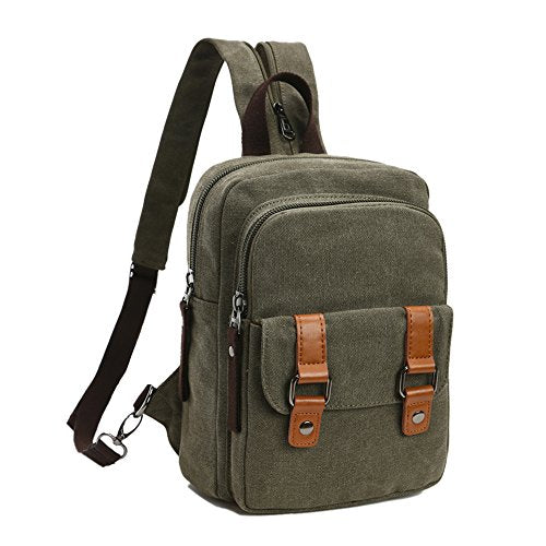 Arbag Small Cute Backpack Vintage Casual Canvas Shoulder Bag Daypack (Army green) - color: Army Green