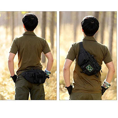 CREATOR Tactical Waist Pack Military Fanny Pack Outdoor Army Waist Bag Large Waist Pack for Daily Life Cycling Camping Hiking Hunting Fishing Black - color: Black