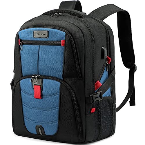 LOVEVOOK 17 Inch Laptop Backpack with Insulated Lunch Compartment,Work Backpack for Men USB Charging Port for Picnic - color: Black-blue-lunch, size: 17 inch