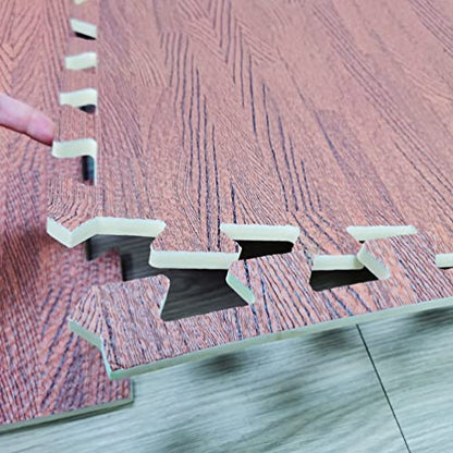 FixtureDisplays® Interlocking Exercise Mat, 1/2 Inch, 24x24 Inch Dark Wood Grain EVA Foam Floor Tiles – for Home Gym, Fitness Equipment Mat, Kids Play Mat, 25-Packs (100 Sq Ft) 119950NEW-NF