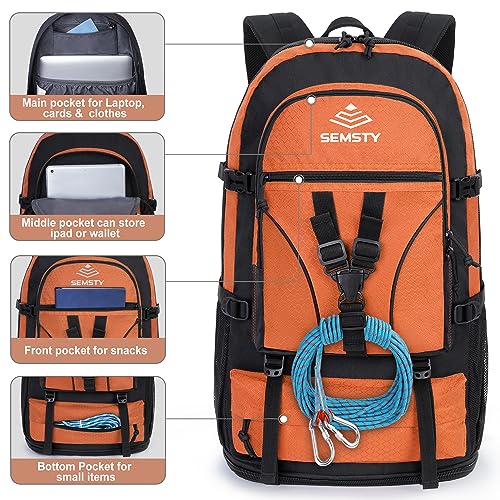 40L/50L Expandable Hiking Backpack for Men and Women, Travel Camping Backpack Flight Approved - color: 40l+10l Orange
