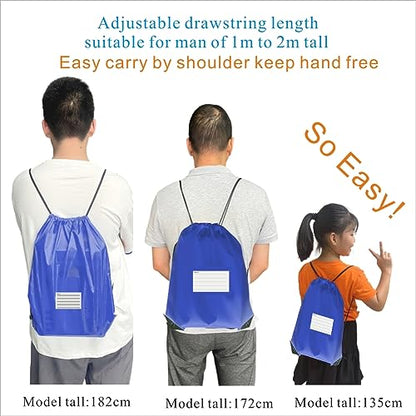 Drawstring Backpack Bulk 30 Packs Draw String Bags for Gym Sports Trip Pedestrianism Cinch Sack DIY for Women Men with Memo Card (royal blue) - color: Royal Blue