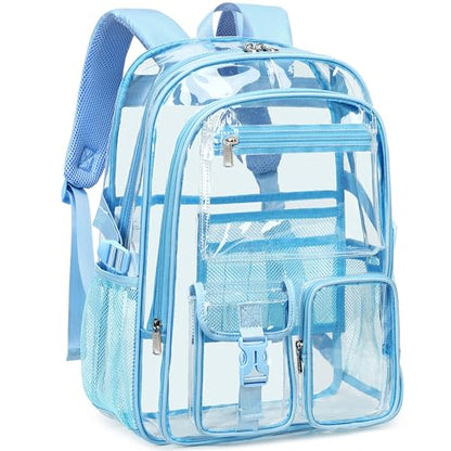 abshoo Large Clear Backpack For Girls Women Clear School Bookbag Heavy Duty Transparent Backpacks for Girl (Sky Blue) - color: Sky Blue