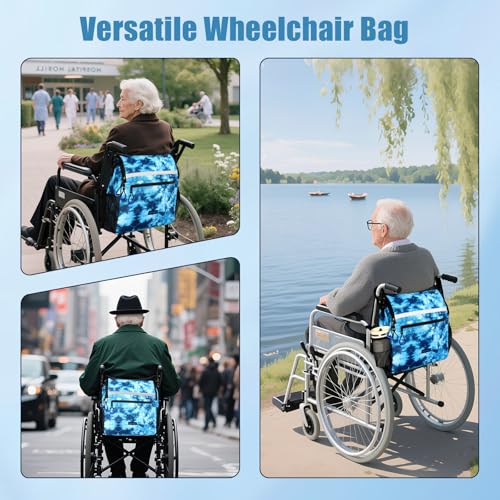 ZHCHG Wheelchair Bags, Wheelchair Backpack with Cup Holder, Wheelchair Bags to Hang on Back, Electric Wheel Chair Accessories, Large Storage Bag for Walker Rollator- Cyan - style: Cyan