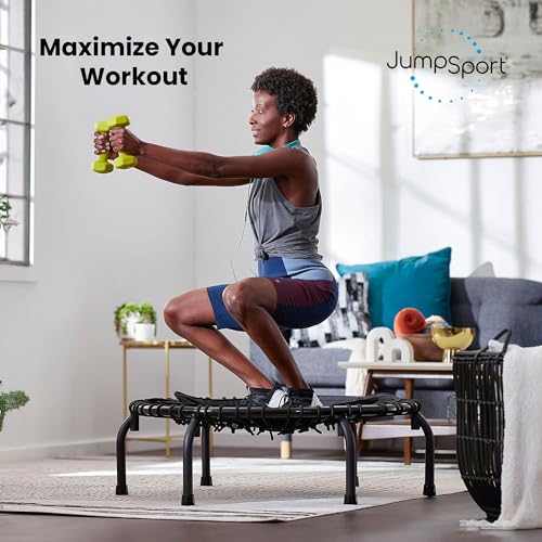 JumpSport 39" Essential Fitness Trampoline | Model 220, 230, 250 | Exercise Trampoline | 30 Low-Impact Bungees Rebounder for Adults - color: Black