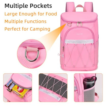 Backpack Cooler Backpack 26 Cans Insulated Leak Proof for Women Men Beach Camping Picnic Fishing Hiking Lunch Backpack Waterproof Cooler - color: Pink, size: Medium
