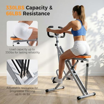 NEWBULIG Squat Machine, 330 LBS Capacity Glute Workout Equipment for Home, Full Body Exercise Rower with Adjustable Resistance, Foldable Glute Exercise Machine