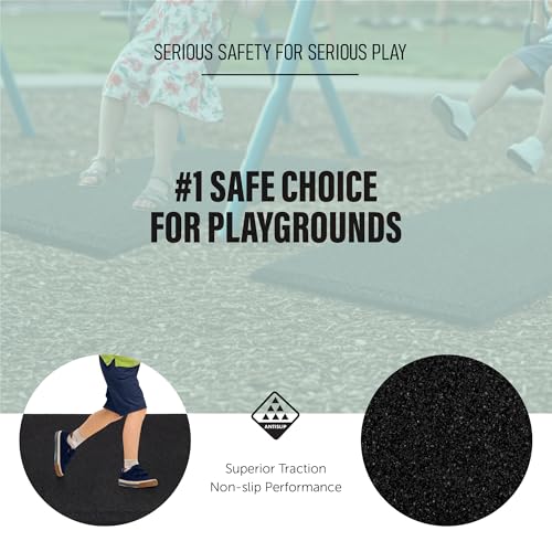 Playsafer Heavy Duty Commercial Grade Rubber Playground Safety Mat - Playground Protection Mat for Swings and Slides - 54" Long X 32" Wide x 2" Thick (Brown) - color: Brown