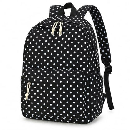 LOIDOU Girls Backpack for Kids Cute School Bookbag - color: Black Polka Dots, size: L-17"