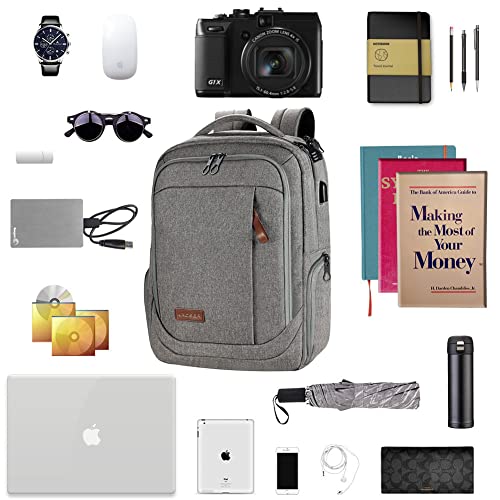 KROSER Laptop Backpack Large Computer Backpack Fits up to 17.3 Inch Laptop with USB Charging Port Water-Repellent Casual Daypack for Travel/Business/College/Women/Men-Grey - color: A-grey-17.3"
