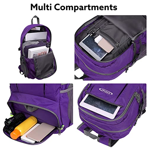 G4Free 40L Lightweight Packable Hiking Backpack, Waterproof Travel Daypack - color: Purple