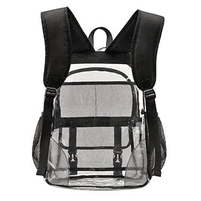 Clear Backpack, Large Clear Bag Stadium Approved Heavy Duty PVC Transparent See Through Backpacks for College,Stadium,Work,Security,Festival - color: Black-2pack