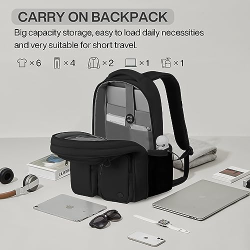 mixi Large Expandable Travel Laptop Backpack, Lightweight Durable College Bookbag Men Woman 15.6" Computer Bag, Water Resistant Outdoor Hiking Backpacks With Multifunction Pockets, Black - color: Black Expandable