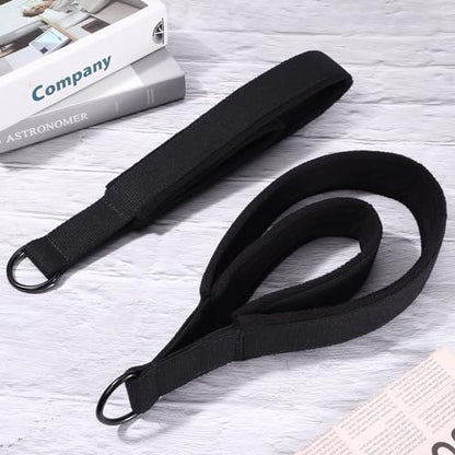 TOBWOLF Pilates Straps - Double Loop D-Ring Straps for Reformer, Padded, Home Gym Workout - color: Black