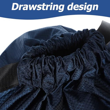 Wakauto Waterproof Drawstring Backpack Large Gym Bag with Dry-wet Separation and Mesh Water Bottle Pocket, Sports Storage String Bag for Swimming and Fitness, Navy Blue